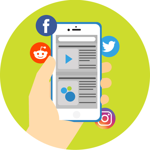 Mobile phone showing social media platform icons