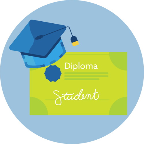 Graduation cap and diploma