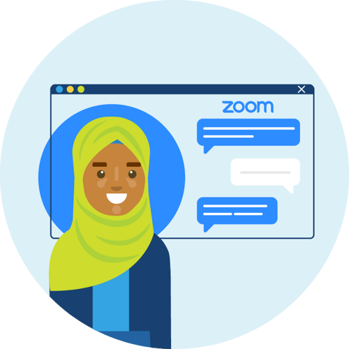 A woman have a zoom conversation